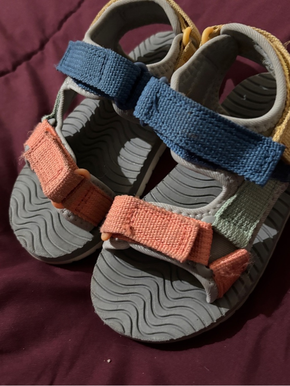 Cat & Jack Kids Coral, Blue & Mint Multi-Color Hook-and-Loop Sandals